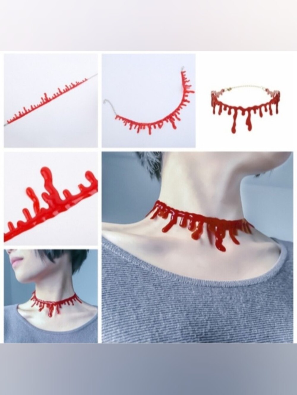 Spooky Dripping Blood Choker Necklace Gothic Halloween Vampire Cosplay Horror